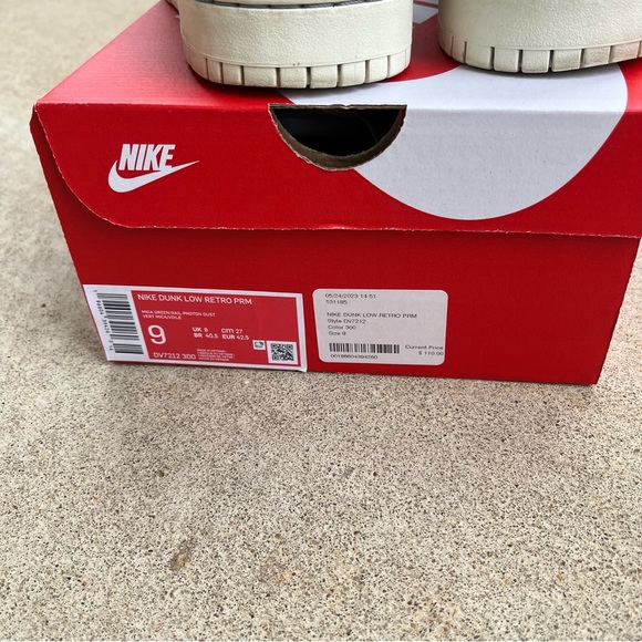 Nike Dunk Low PRM Casual Lifestyle Shoes Sz 9 Mica Green White DV7212-300 Mens - Picture 7 of 7